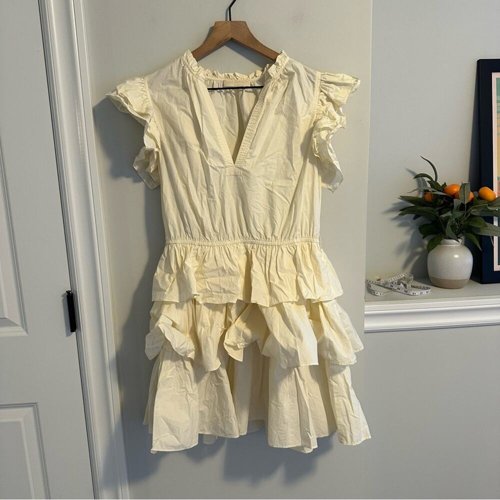 Ulla Johnson Cream Ruffled Tiered Cotton Mini Dress 10 - Picture 8 of 11